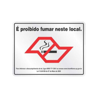 Placa De Sinalização - É Proibido Fumar Neste Local 248 X 198Mm