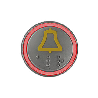 Botão Com Braille Led Vermelho 32Mm 12/24V Gravações Diversas