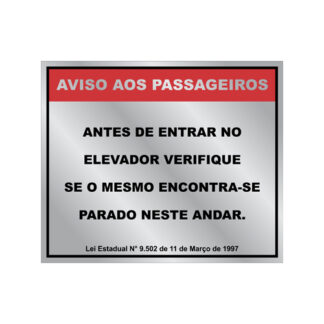 Placa De Sinalização - Aviso Aos Passageiros 150 X 180Mm