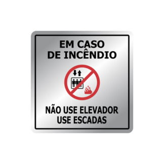Placa De Sinalização - Em Caso De Incêndio Use A Escada- 200 X 150Mm